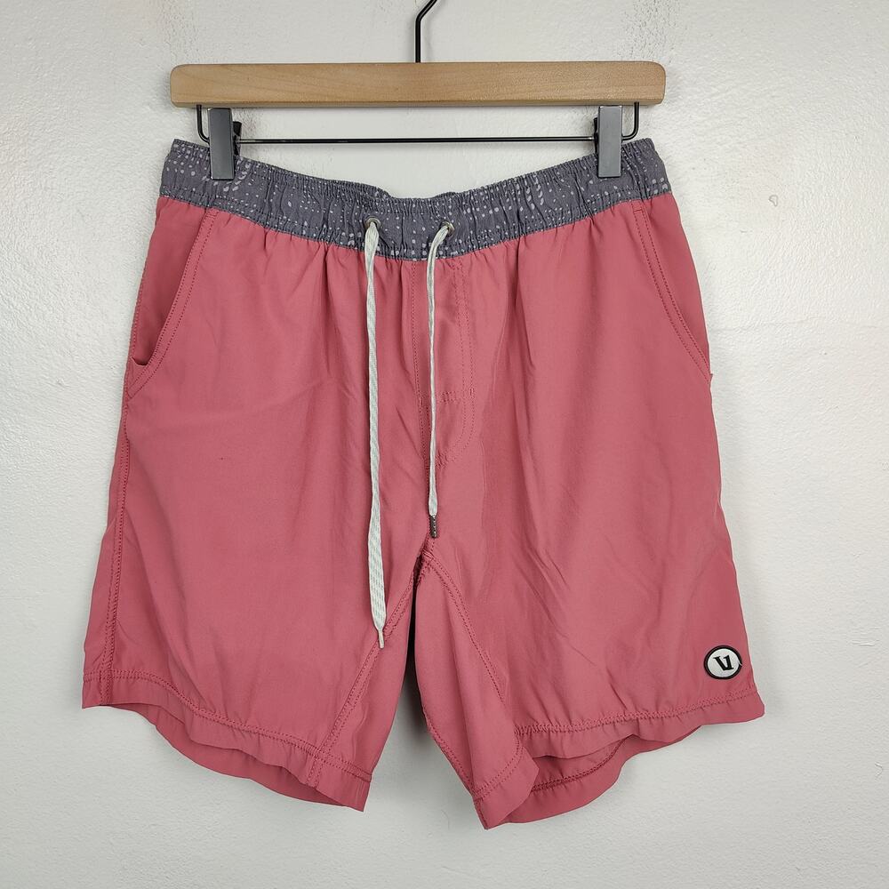 Vuori Kore Shorts Mens Medium 7" Inseam Mauve Red *LINER CUT* Drawstring Gym